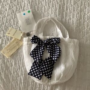 Monnalisa Chic white bag with blue bow NWT